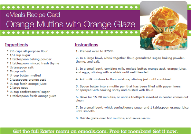 emeals recipe orange muffins