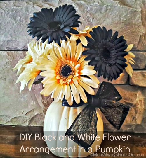 Black and White Pumpkin Flower Arrangement DIY